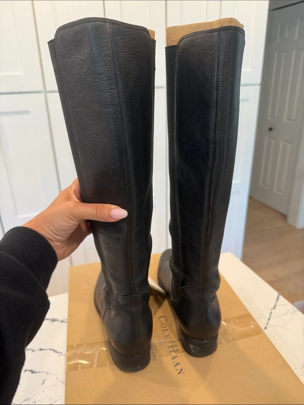 Cole Haan Black Leather Knee-High Boots